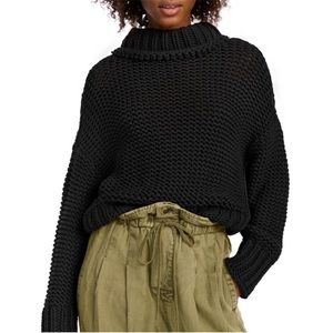Free People Black My Only Sunshine Chunky Knit Sweater Size Large